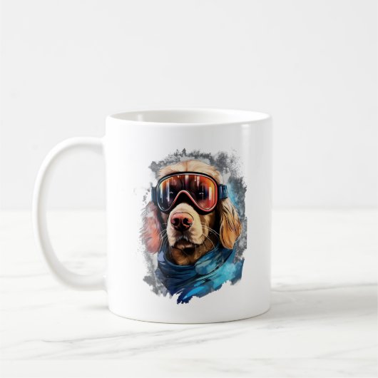 Ski Dog in Ski Googles  3 コーヒーマグカップ (左)