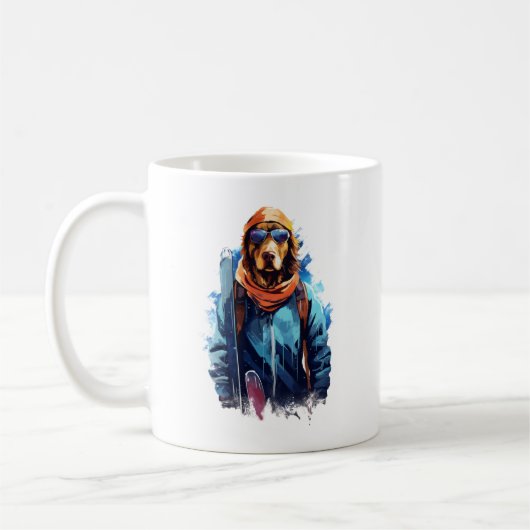 Ski Dog in Ski Googles  5 コーヒーマグカップ (左)
