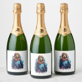 Ski Dog in Ski Googles  5 スパークリングワインラベル (ボトル)