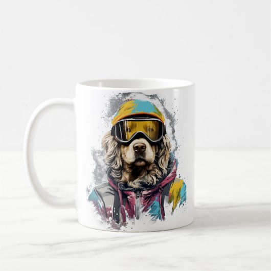 Ski Dog in Ski Googles  6 コーヒーマグカップ (左)