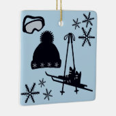 Ski equipment & snowflakes セラミックオーナメント (右)