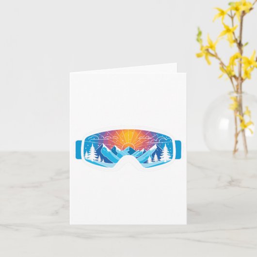 Ski Goggles Art Nature Mountains Minimalist Skiing カード (黄色い花)