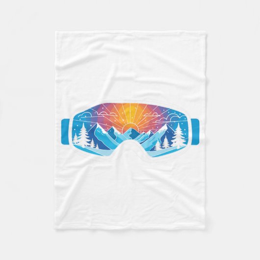 Ski Goggles Art Nature Mountains Minimalist Skiing フリースブランケット (正面)