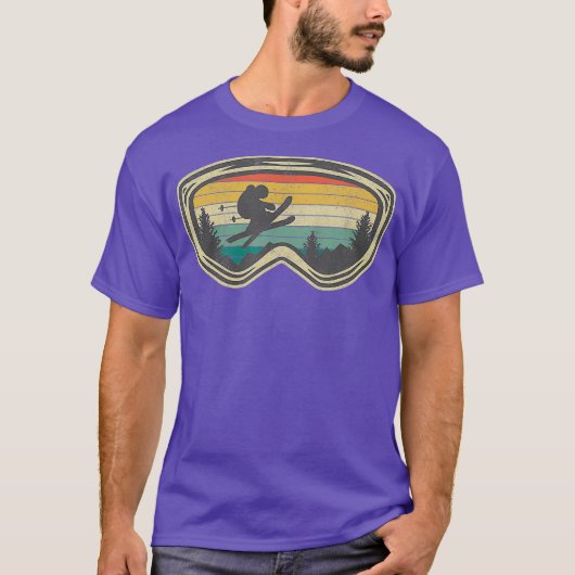 Ski Goggles Mountain Snow Skiing Retro Winter Tシャツ (正面)