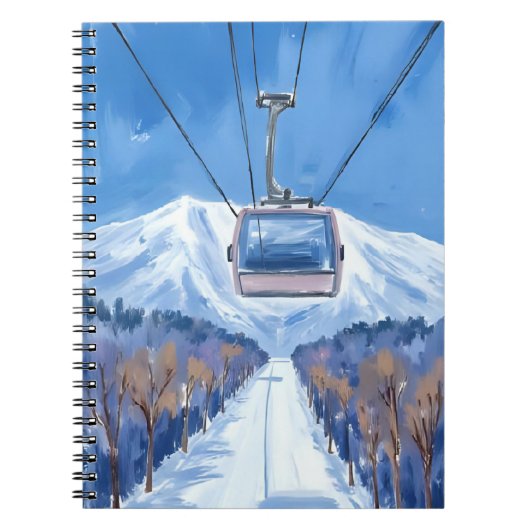 Ski Gondola Snow Mountain Watercolor ノートブック (正面)