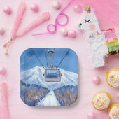 Ski Gondola Snow Mountain Watercolor ペーパープレート (パーティー)