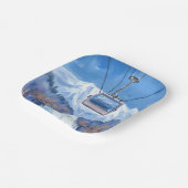 Ski Gondola Snow Mountain Watercolor ペーパープレート (傾斜あり)