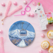 Ski Gondola Snow Mountain Watercolor ペーパープレート (パーティー)