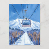 Ski Gondola Snow Mountain Watercolor ポストカード (正面)