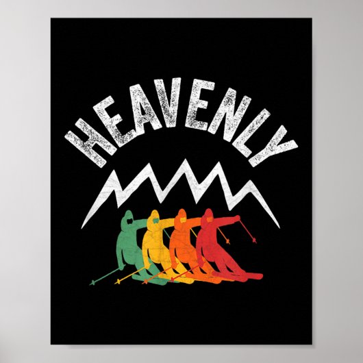 Ski Heavenly California Retro Skiing Lake Tacute S ポスター (正面)