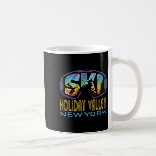 Ski Holiday Valley New York Skiing Vacation コーヒーマグカップ (右)