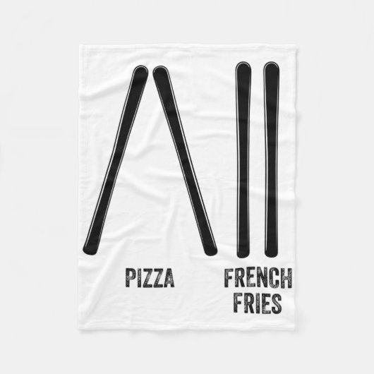 Ski Instructor Pizza And French Fries How To Skiin フリースブランケット (正面)
