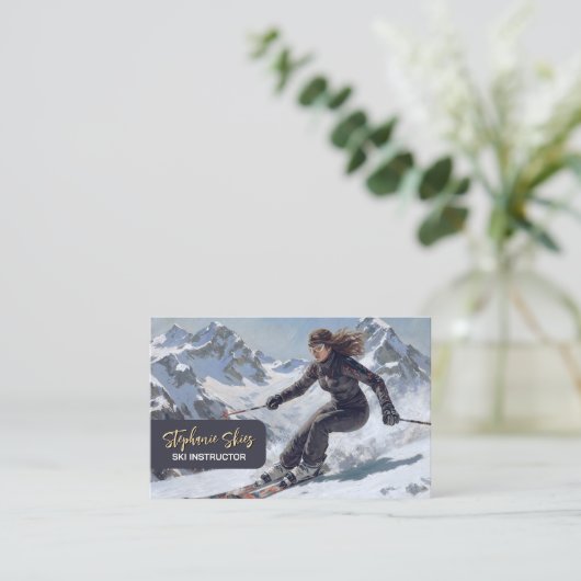 Ski Instructor Woman Alpine 名刺 (スタンド正面)