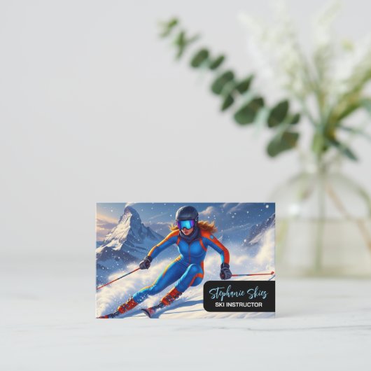 Ski Instructor Woman Alpine 名刺 (スタンド正面)