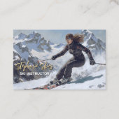 Ski Instructor Woman Skiing  名刺 (正面)