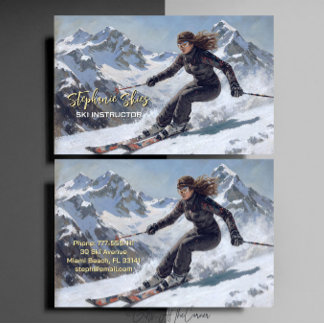 Ski Instructor Woman Skiing  名刺