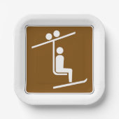 Ski Lift Symbol Rustic Winter Sports Icon ペーパープレート (正面)