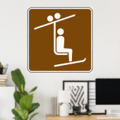 Ski Lift Symbol Rustic Winter Sports Icon ポスター (ホームオフィス)