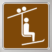 Ski Lift Symbol Rustic Winter Sports Icon ポスター (正面)