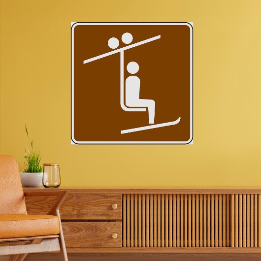 Ski Lift Symbol Rustic Winter Sports Icon ポスター