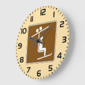 Ski Lift Symbol Rustic Winter Sports Icon ラージ壁時計 (傾斜)