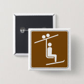 Ski Lift Symbol Rustic Winter Sports Icon 缶バッジ (正面&裏面)