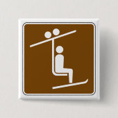 Ski Lift Symbol Rustic Winter Sports Icon 缶バッジ (正面)