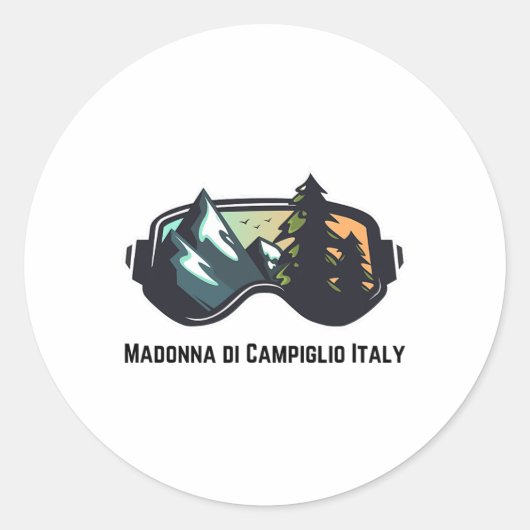 Ski Madonna Di Campiglio Italy Mountain Skiing T M ラウンドシール (正面)