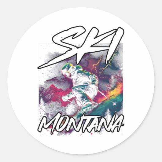 Ski Montana Downhill Skiing Adventure Montana Usa ラウンドシール (正面)