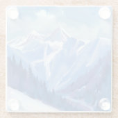 Ski Mountain | Blue Watercolor Mountain Range ガラスコースター (裏面)