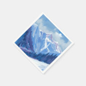Ski Mountain | Blue Watercolor Mountain Range スタンダードカクテルナプキン (角)