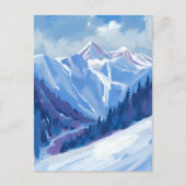 Ski Mountain | Blue Watercolor Mountain Range ポストカード (正面)