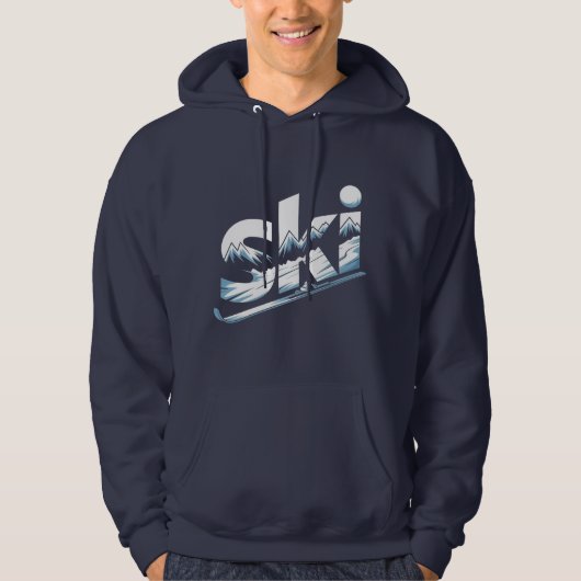 Ski Mountain Graphic Hoodie – Winter Adventure Ski パーカ (正面)