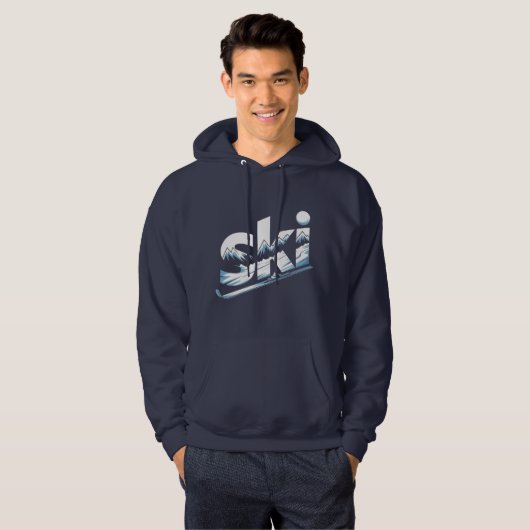 Ski Mountain Graphic Hoodie – Winter Adventure Ski パーカ (正面フル)