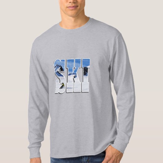 SKI - Mountain Slope Typography Design Tシャツ (正面)
