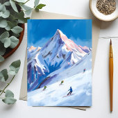 Ski Mountain Slopes Winter Watercolor ポストカード