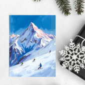 Ski Mountain Slopes Winter Watercolor Card