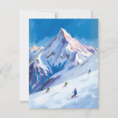 Ski Mountain Slopes Winter Watercolor Card (正面)