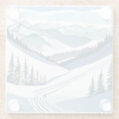 Ski Mountain Watercolor ガラスコースター (裏面)