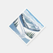 Ski Mountain Watercolor スタンダードカクテルナプキン (角)