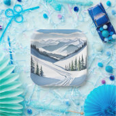 Ski Mountain Watercolor ペーパープレート (パーティー)