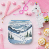 Ski Mountain Watercolor ペーパープレート (パーティー)