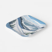 Ski Mountain Watercolor ペーパープレート (傾斜あり)