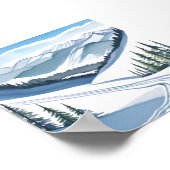 Ski Mountain Watercolor ポスター (角)