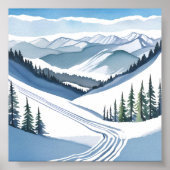Ski Mountain Watercolor ポスター (正面)