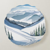 Ski Mountain Watercolor ラウンドクッション (裏面)
