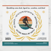 Ski Mt. Baker, Washington – マンスキーヤー、ブラック文字 スパークリングワインラベル (シングルラベル)