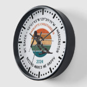 Ski Mt. Baker, Washington - Lady Skier，ブラック文字 壁時計 (傾斜)