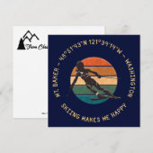 Ski Mt. Baker, Washington - Lady Skier On Dark シーズンカード (正面/裏面)