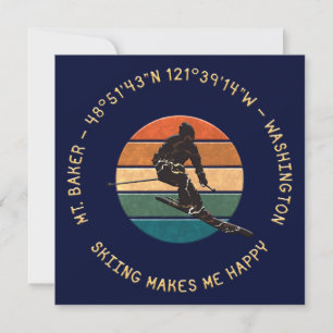 Ski Mt. Baker, Washington - Man Skier, Yellow文字 シーズンカード
